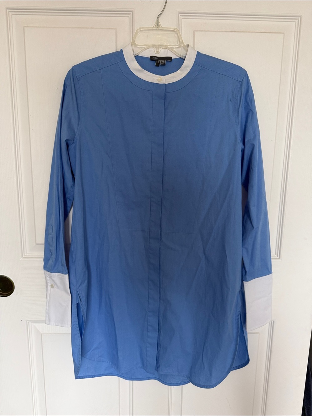 Vince Light Blue Tunic Shirt with White Collar & Cuffs